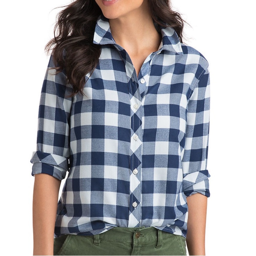 Vineyard Vines Relaxed Carmel Buffalo Check Performance Flannel Button Down